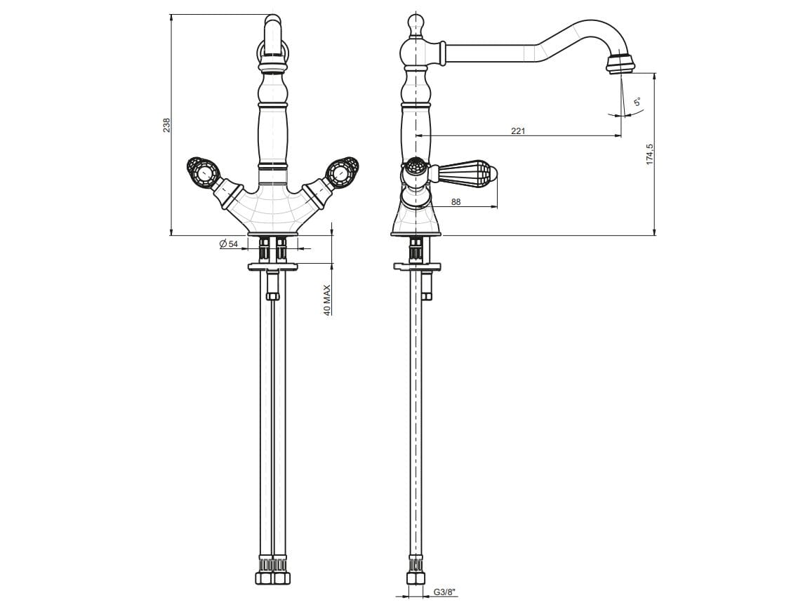 Смеситель для кухни с одним отверстием Rubinetterie Frattini Lybra M Style ARCH-00029210 - Вид №4