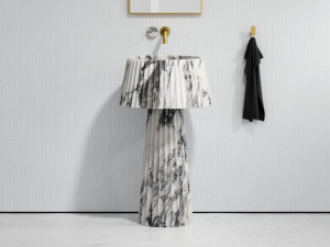 Круглый отдельно стоящий умывальник из мрамора Арабескато