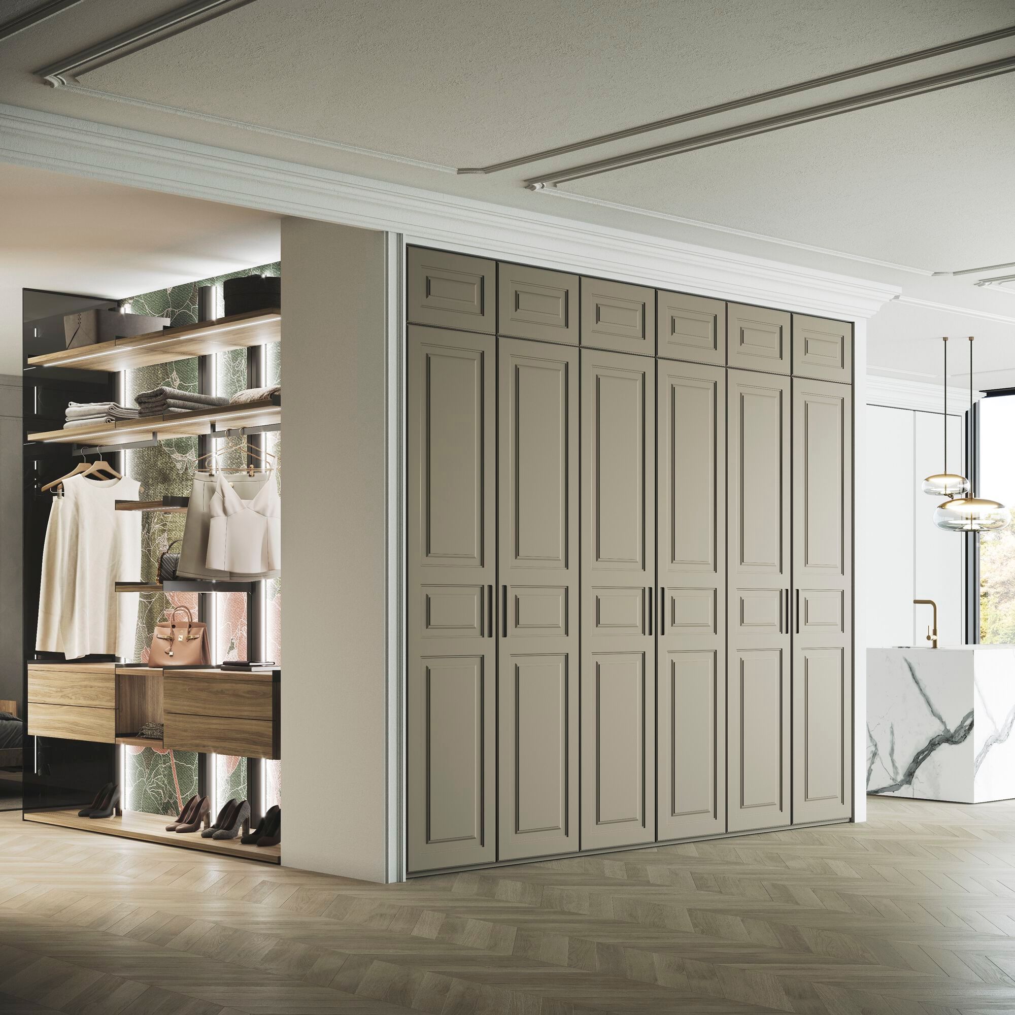 Изготовленный на заказ МДФ секционный шкаф Guzzini & Fontana MADELEINE ARCH-00106287 - Вид №3