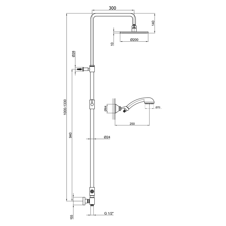 AC0729015METAL Душевой гарнитур Webert Comfort - Вид №1