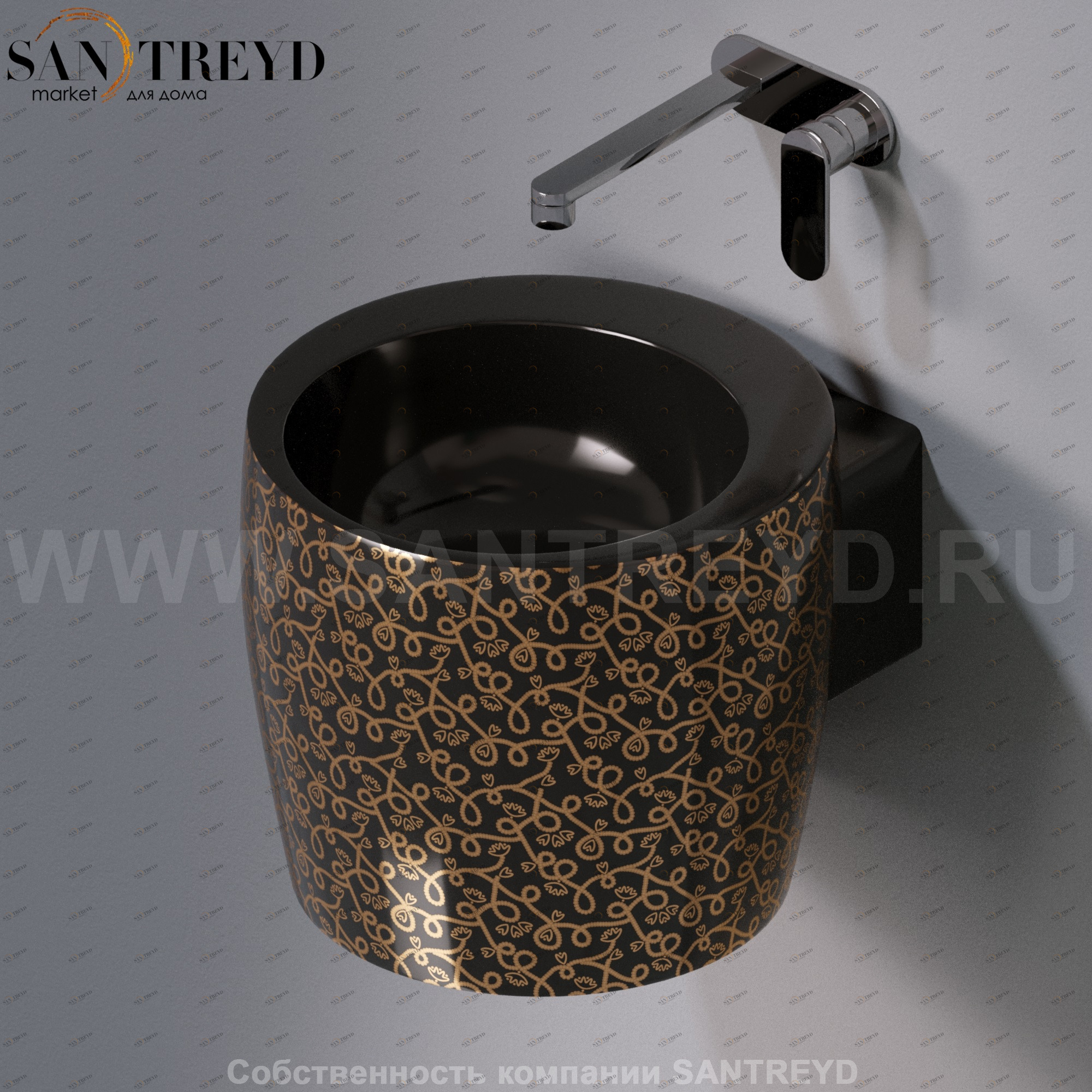 L102T0R0V1.401G Подвесная раковина настенная круглая A. e T. Italia SPOT черная AeT ITALIA TOTEM