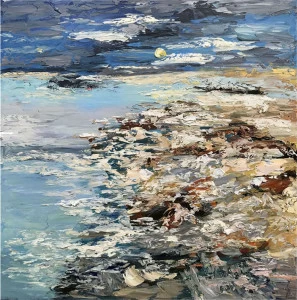 Картина на холсте 100х100 см "Солнце" EVENHOME КАРТИНЫ МАСЛОМ 130002 Белый;голубой;синий;разноцветный