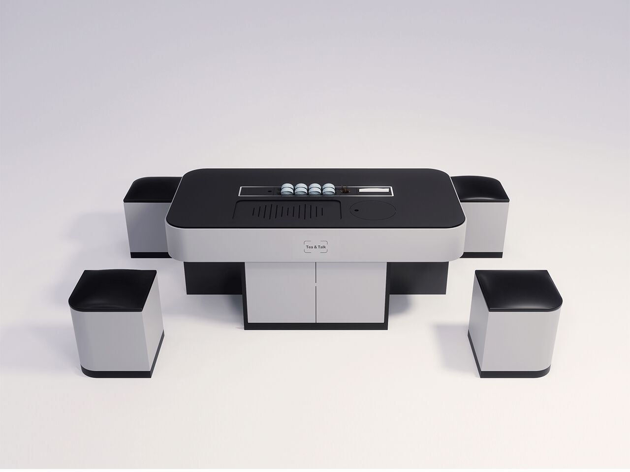 Прямоугольный стол для общественных мест со встроенными стульями MaxForm Titan ARCH-00062716 - Вид №1