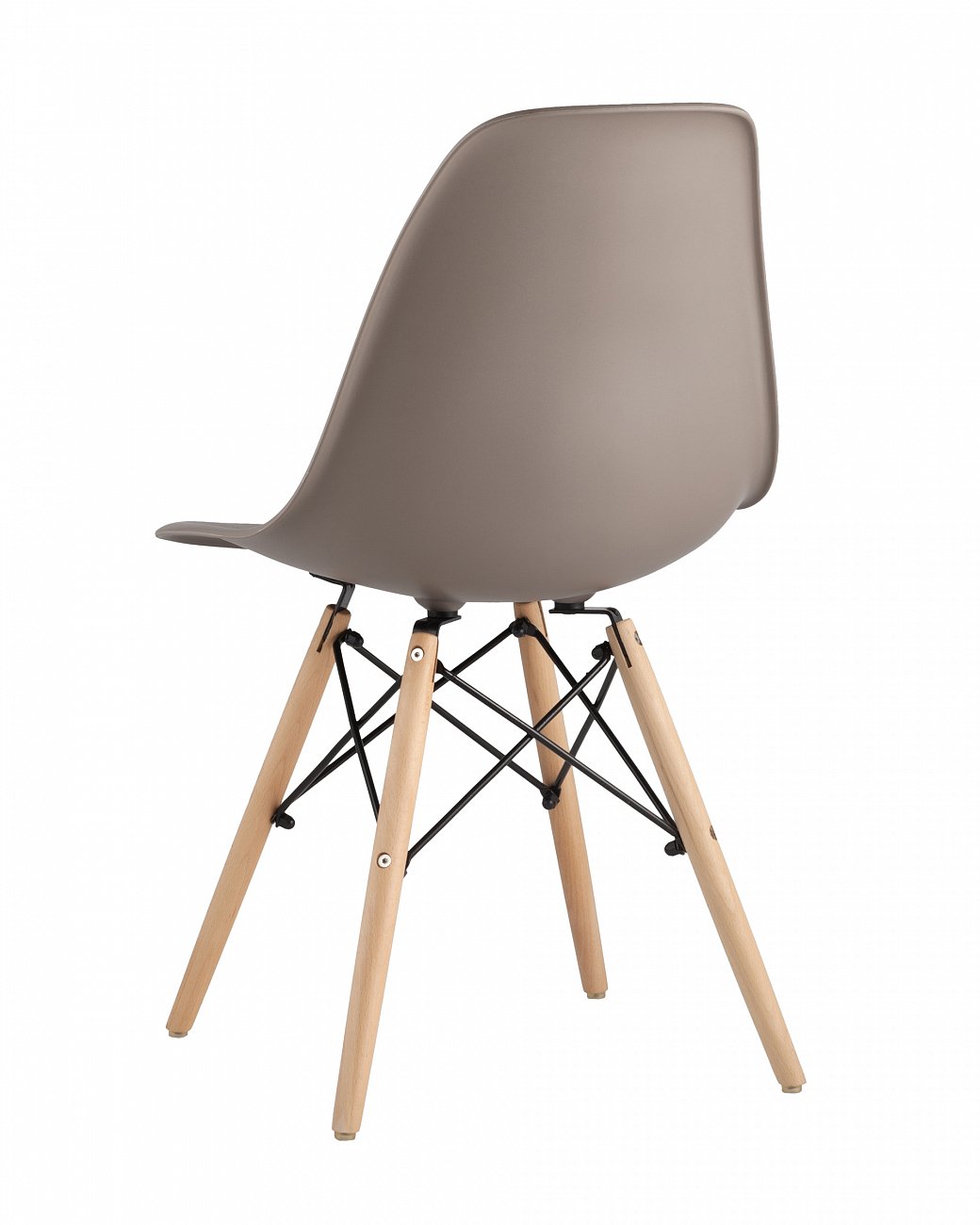 Стул со спинкой темно-серый с деревянными ножками Eames EAMES ДИЗАЙНЕРСКИЕ, EAMES DSW 00-3882008 Серый  - Вид №3