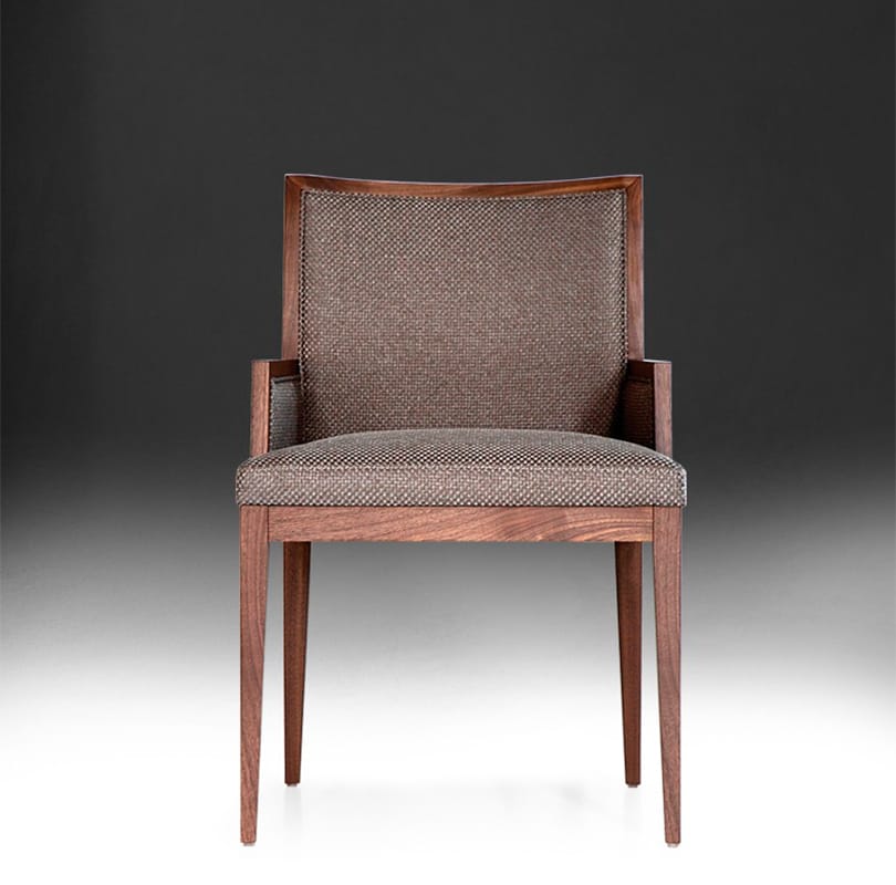 Стул с подлокотниками из дерева и ткани Mobi розовый ARCH-00038524 - Вид №1