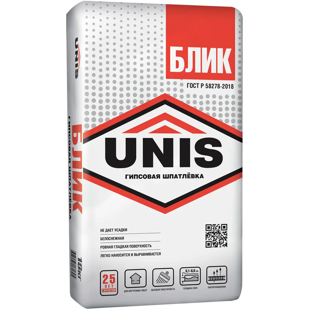 Шпаклёвка гипсовая универсальная Unis Блик 18 кг STLM-2045169
