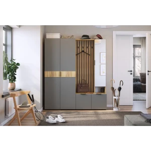 91639034 Комплект мебели для прихожей Mebelson Бери 160x182.60x35 см ЛДСП цвет крафт золотой/графит STLM-1520304