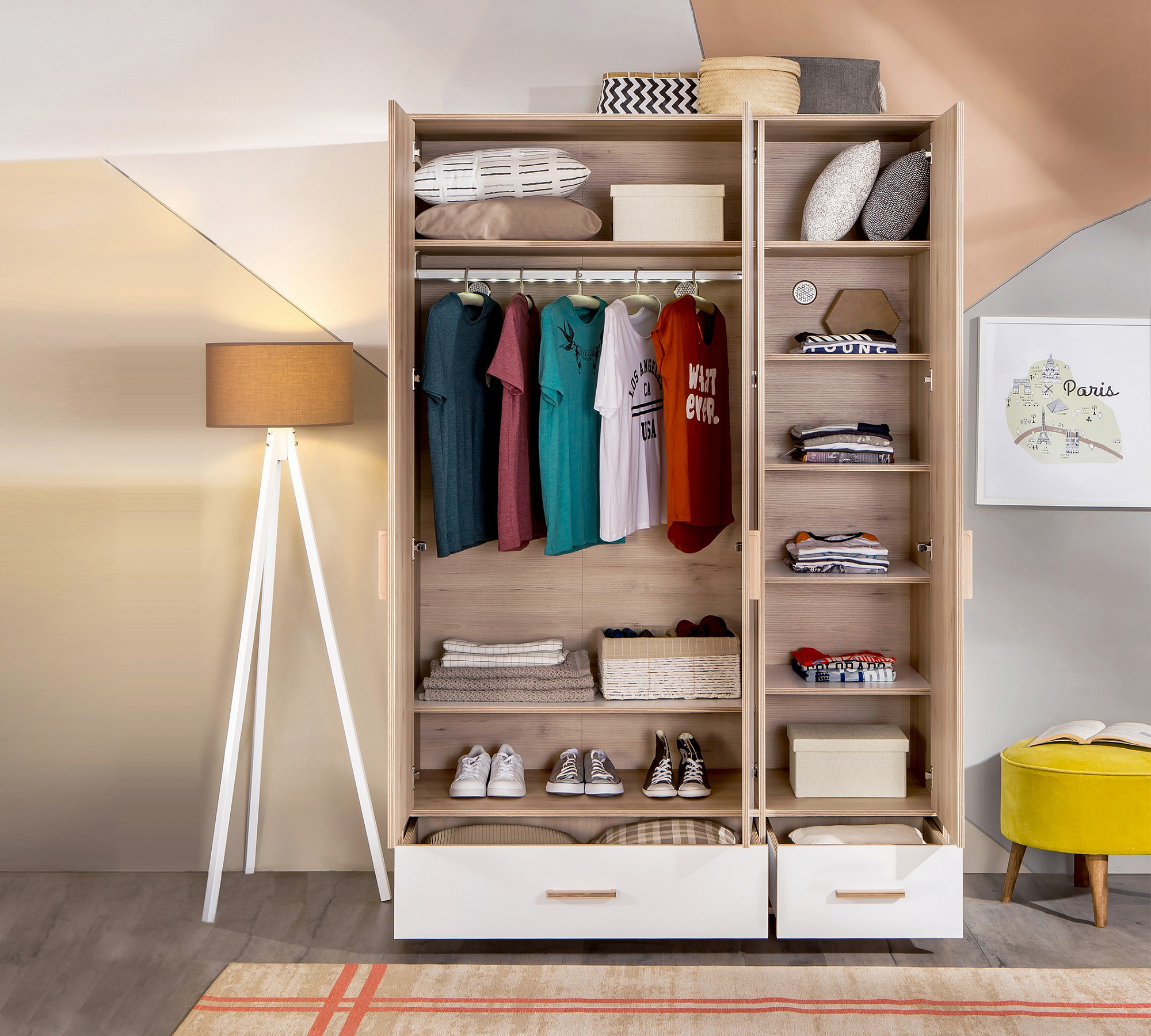 Шкаф белый трехстворчатый с ящиками Dynamic CILEK DYNAMIC 00-3832564 Белый Santreyd  - Вид №2