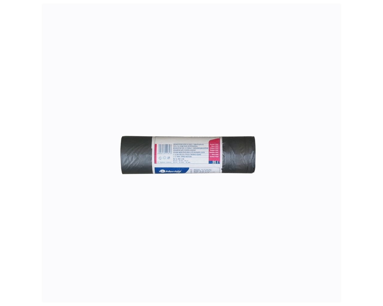 W20T Одноразовые мешки для мусора с кулиской HYGIENIC, 53 x 60 см, вместимость 35 л, 20 шт. в рулоне, ЧЕРНЫЕ, HDPE/LDPE Merida 