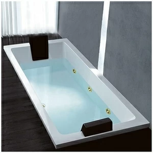 Ванна Gruppo treesse Quadra 199 V073B-SX-GD белая с золотой фурнитурой и гидромассажем и дезинфекцией прямоугольная встроенная левая