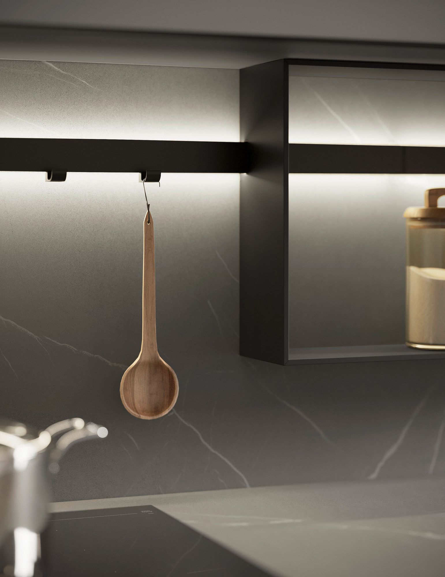 Встроенная кухня без ручек с полуостровом Composit Blend ARCH-00059348 - Вид №5