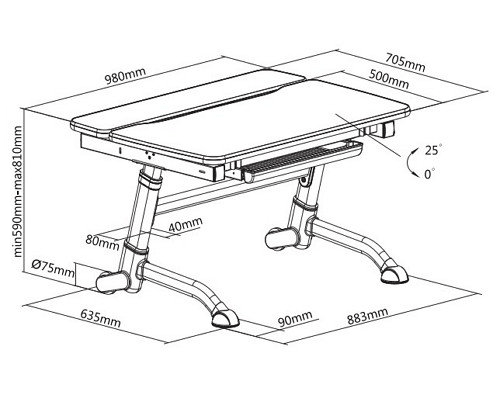Парта детская на колесиках розовая Volare Pink FUNDESK  00-3948594 Белый;розовый Santreyd  - Вид №7