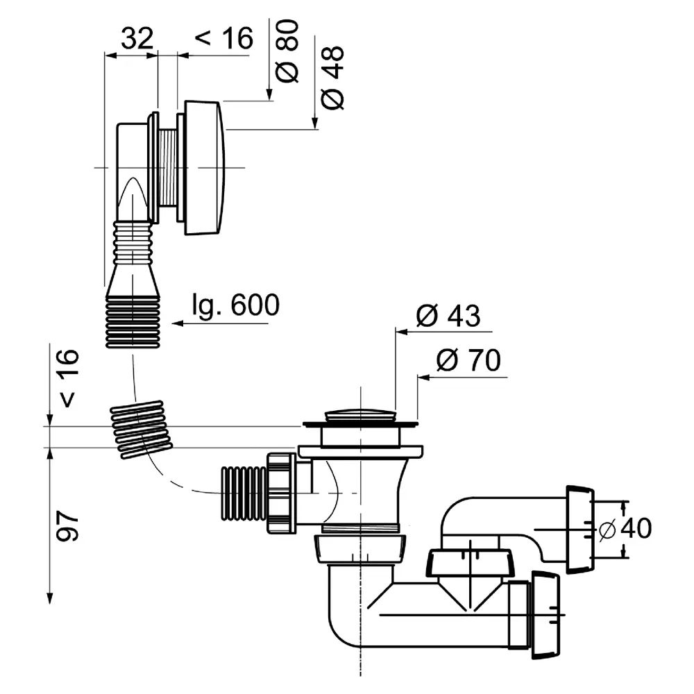 Сифон Equation для ванны с полуавтоматическим сливом 18551038 STLM-0011271 - Вид №2