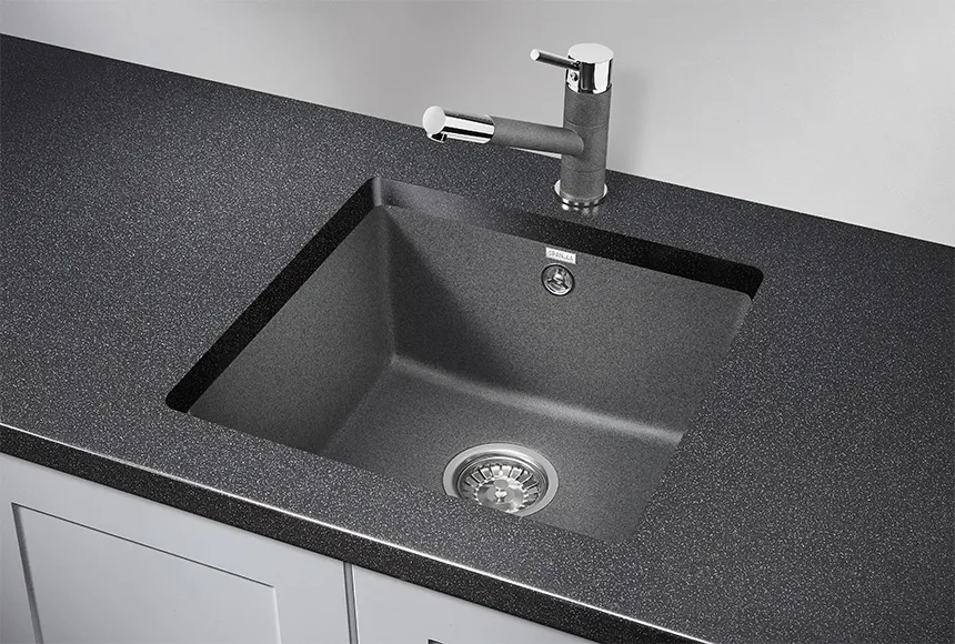 4451, ГРАФИТ (ЧЁРНО-СЕРЫЙ), кухонная мойка, кварц GRANULA 4451-ST100