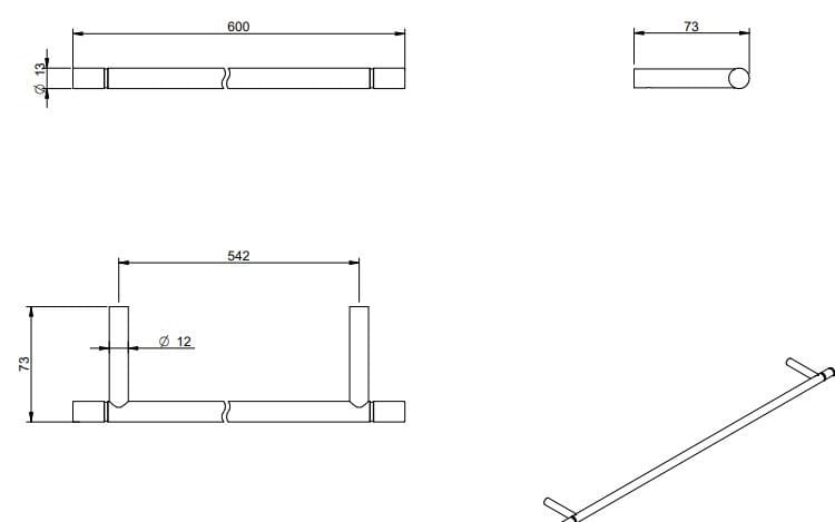 Держатель для полотенец из нержавеющей стали Rubinetterie Treemme 40 мм ARCH-00076118 - Вид №3