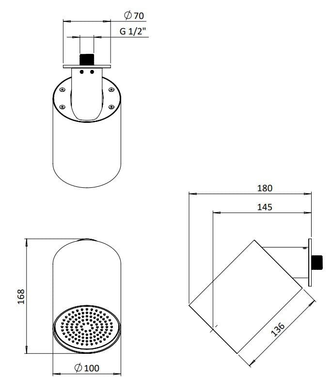 Регулируемая настенная душевая головка с 3 форсунками CROSSWATER REVIVE ARCH-00153013 - Вид №6