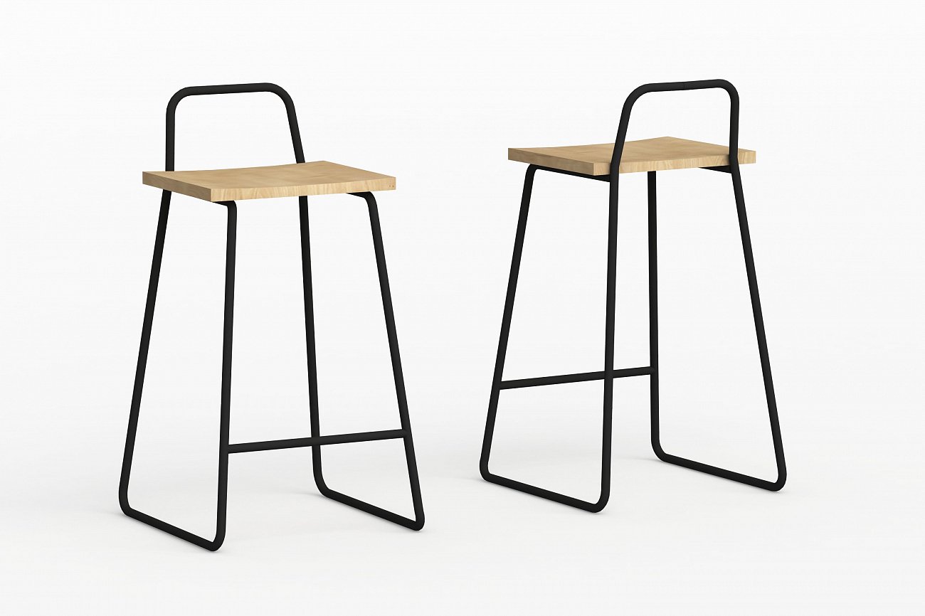 Барный стул с деревянным сиденьем красный Bauhaus WOODI  00-3966225 Красный  - Вид №1