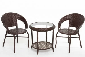 Кофейный столик круглый из искусственного ротанга 59х55 см коричневый Vinotti VINOTTI  00-3885167 Коричневый