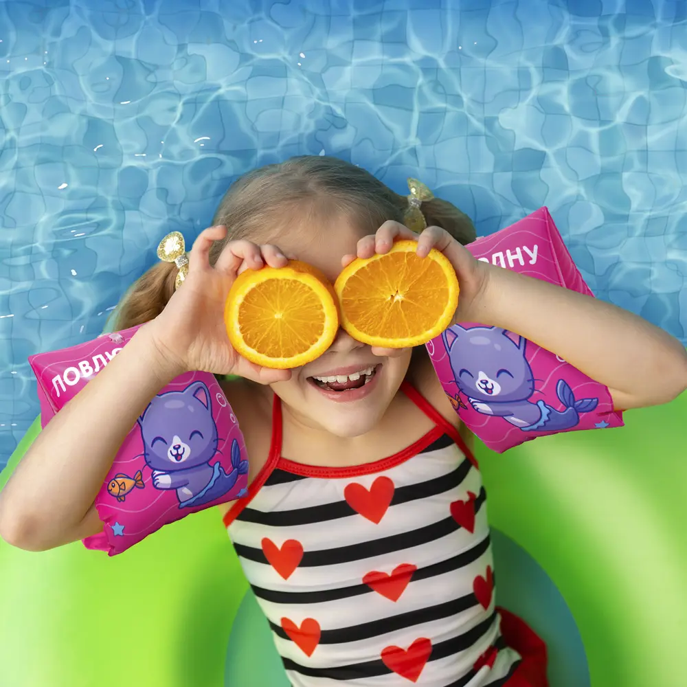Детские нарукавники для плавания Котик ПВХ 15x14.5 см разноцветные Santreyd STLM-2005398 - Вид №1