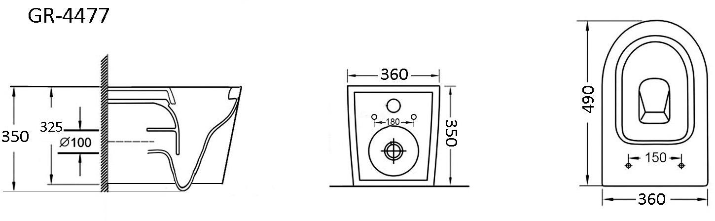 GR-4477S Подвесной унитаз настенный Белый Grossman  Китай  - Вид №5