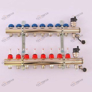 Коллектор 1"xМ 24 х19 8 выходов EMMETI TOPWAY с расходомерами и вентилями 1298192