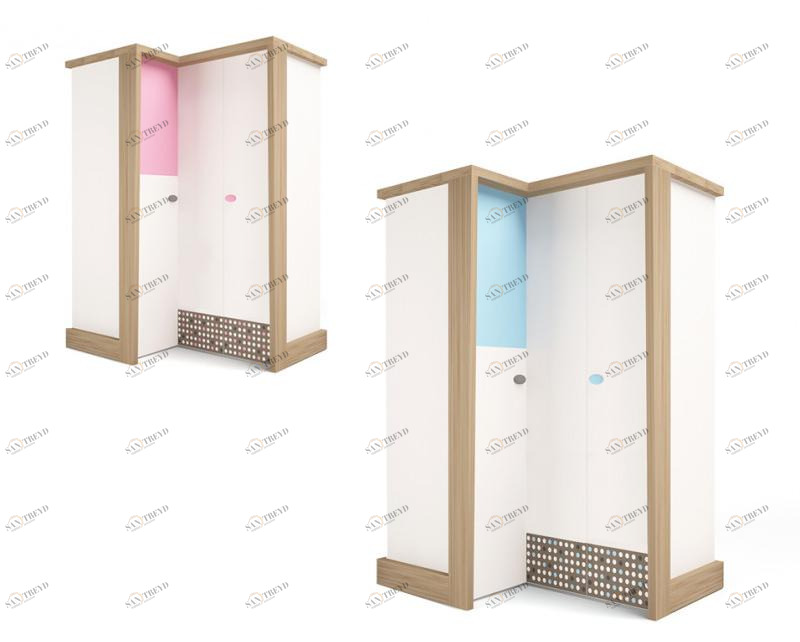 Шкаф угловой ABC-KING , гармошка MIX голубой, левый 4631147961228