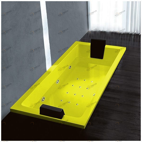 Ванна Gruppo treesse Quadra 180 V078N-DX-ZZ жёлтая с золотой фурнитурой и гидромассажем и аэромассажем прямоугольная встроенная правая AWAV078NDXZZ