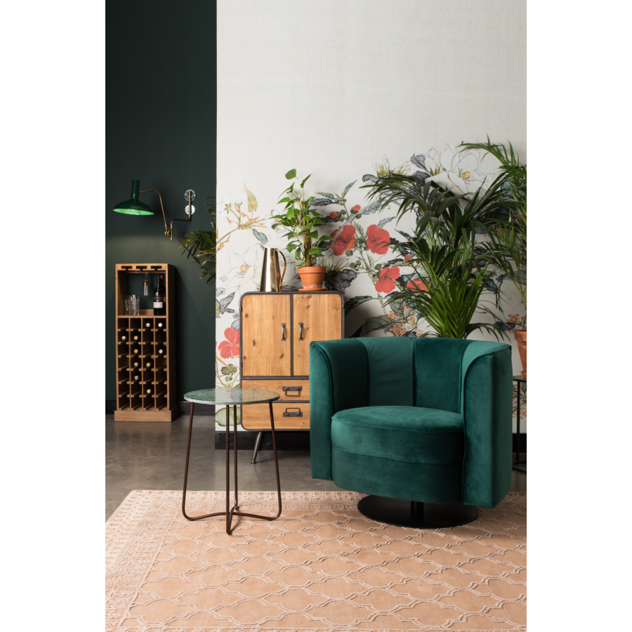 Кресло Flower зеленое крутящееся на одной ножке Dutchbone 3100069 - Вид №1