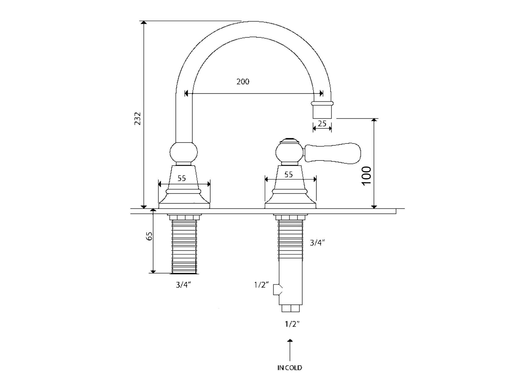 Смеситель для раковины с 2 отверстиями rvb FLAMANT BUTLER ARCH-00129834 - Вид №3