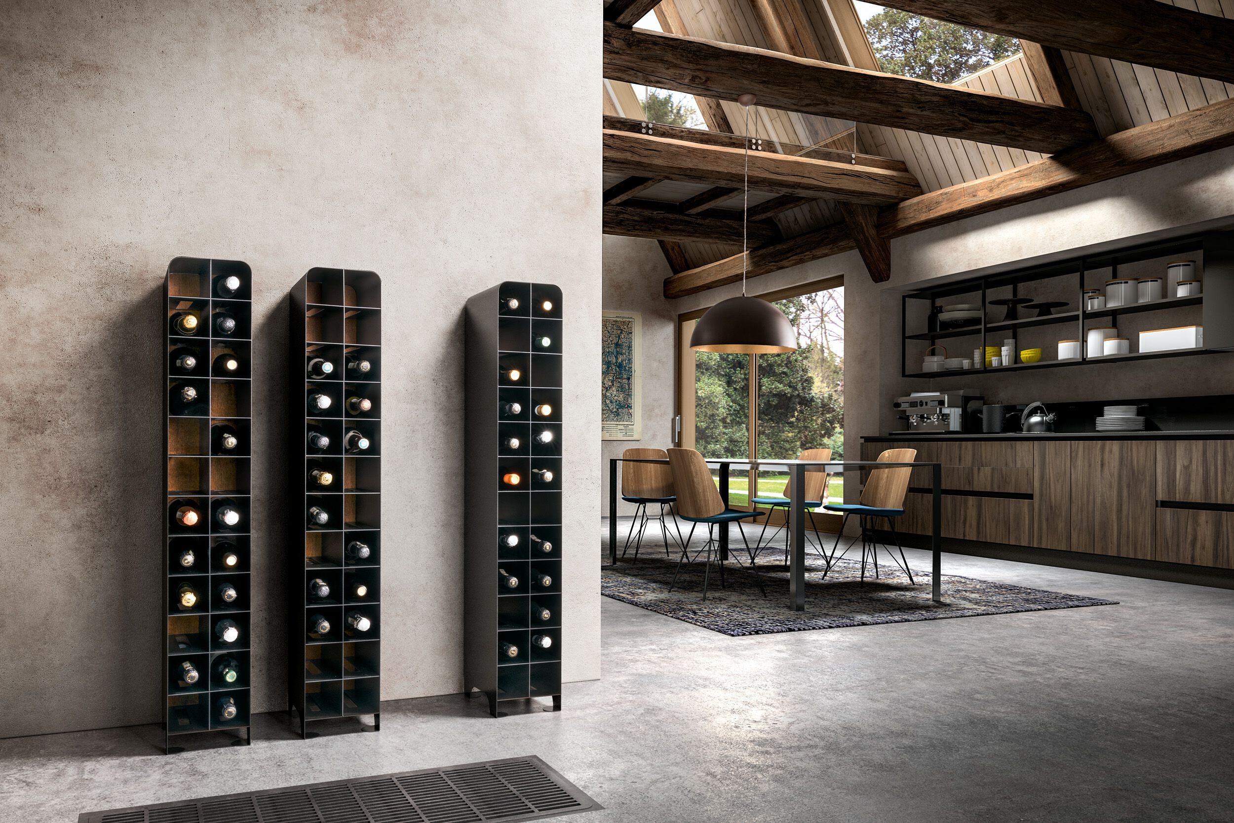 Напольная винная стойка из стали и дерева Canel Fucina Design SOFT SLIM ARCH-00077329 - Вид №1