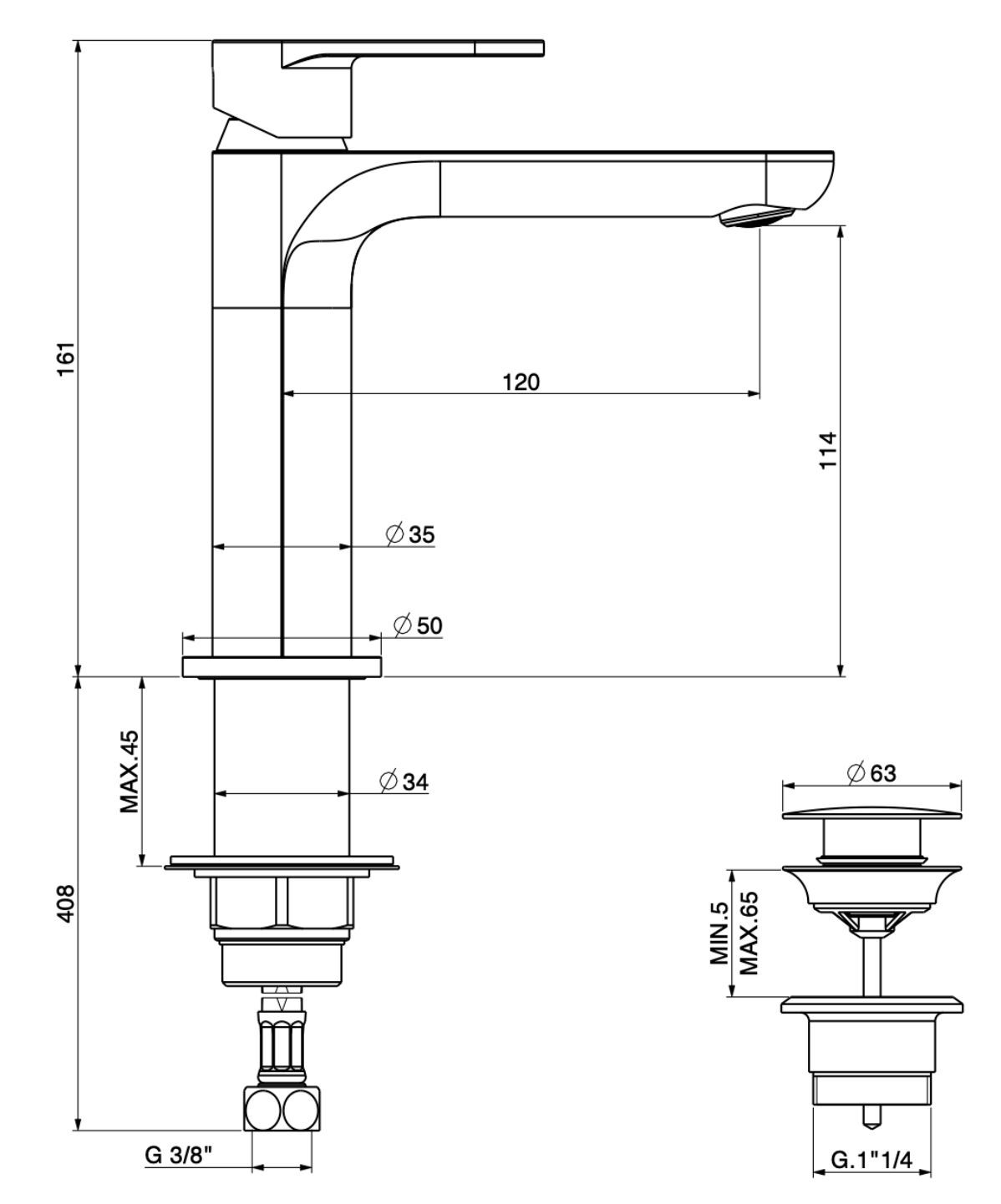 Однорычажный смеситель для раковины GATTONI H20MIX 7000 ARCH-00032243 - Вид №2