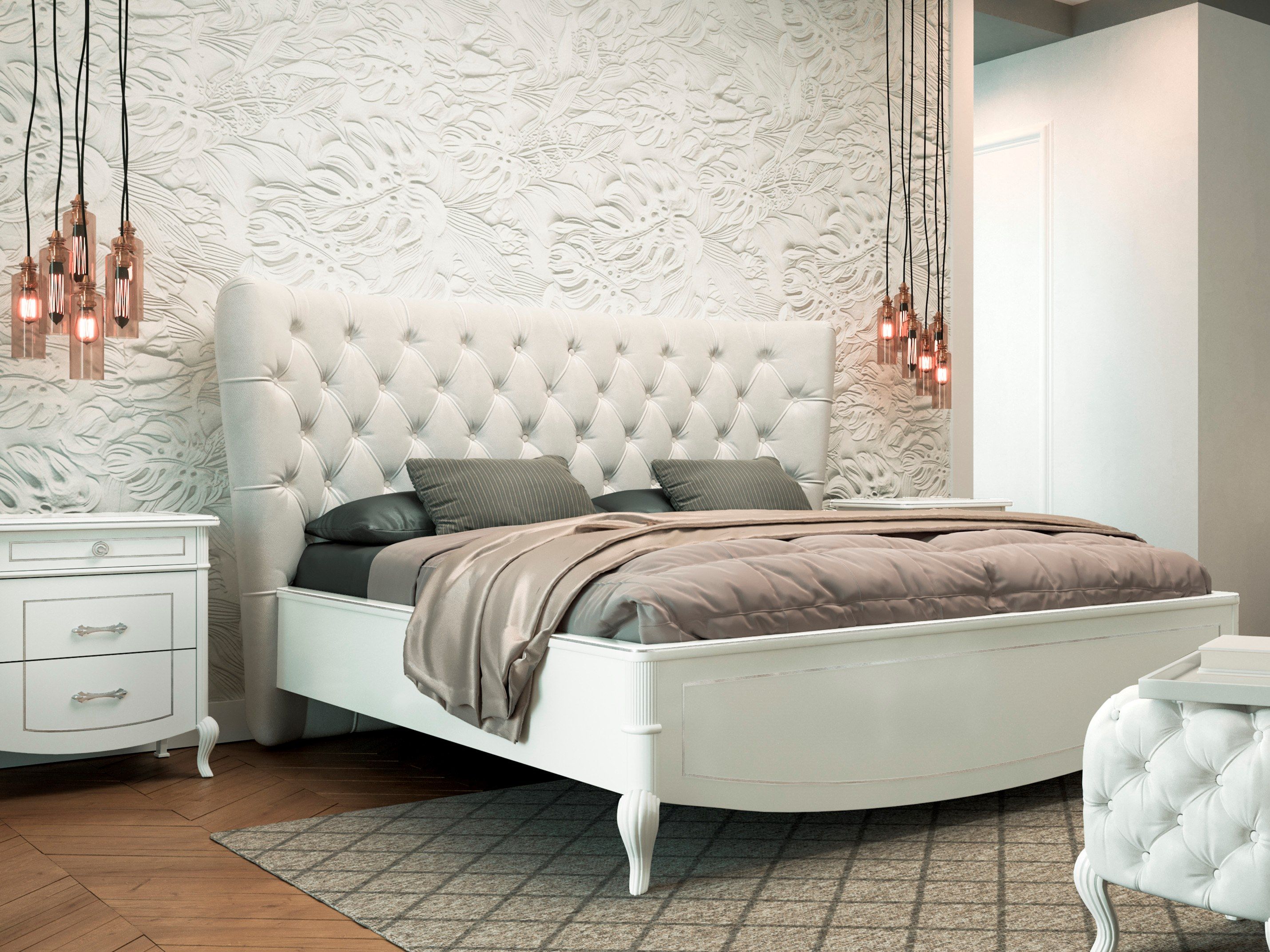 Деревянная двуспальная кровать с капитонным изголовьем CASA +39 Prestige 2 ARCH-00151576 - Вид №1