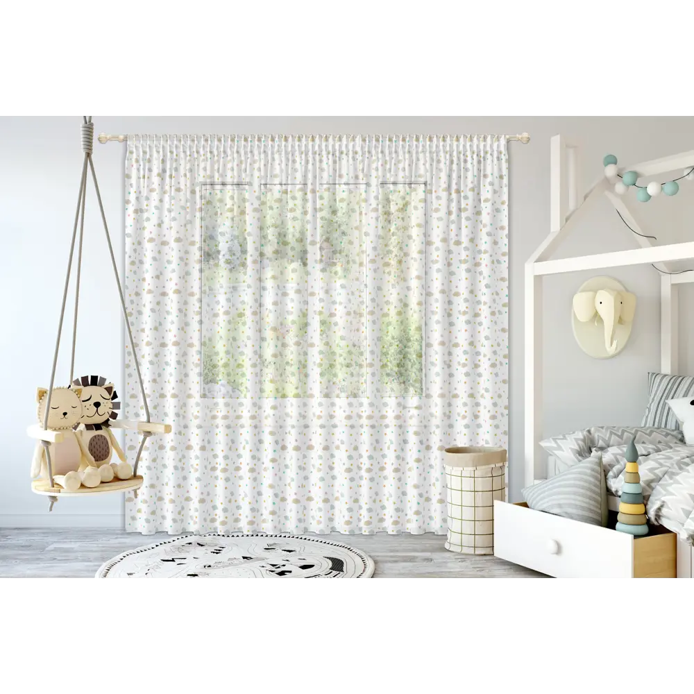 Тюль 1 м/п Тучки со звездами вуаль 300 см цвет бежевый GARDEN STLM-2103251 - Вид №3