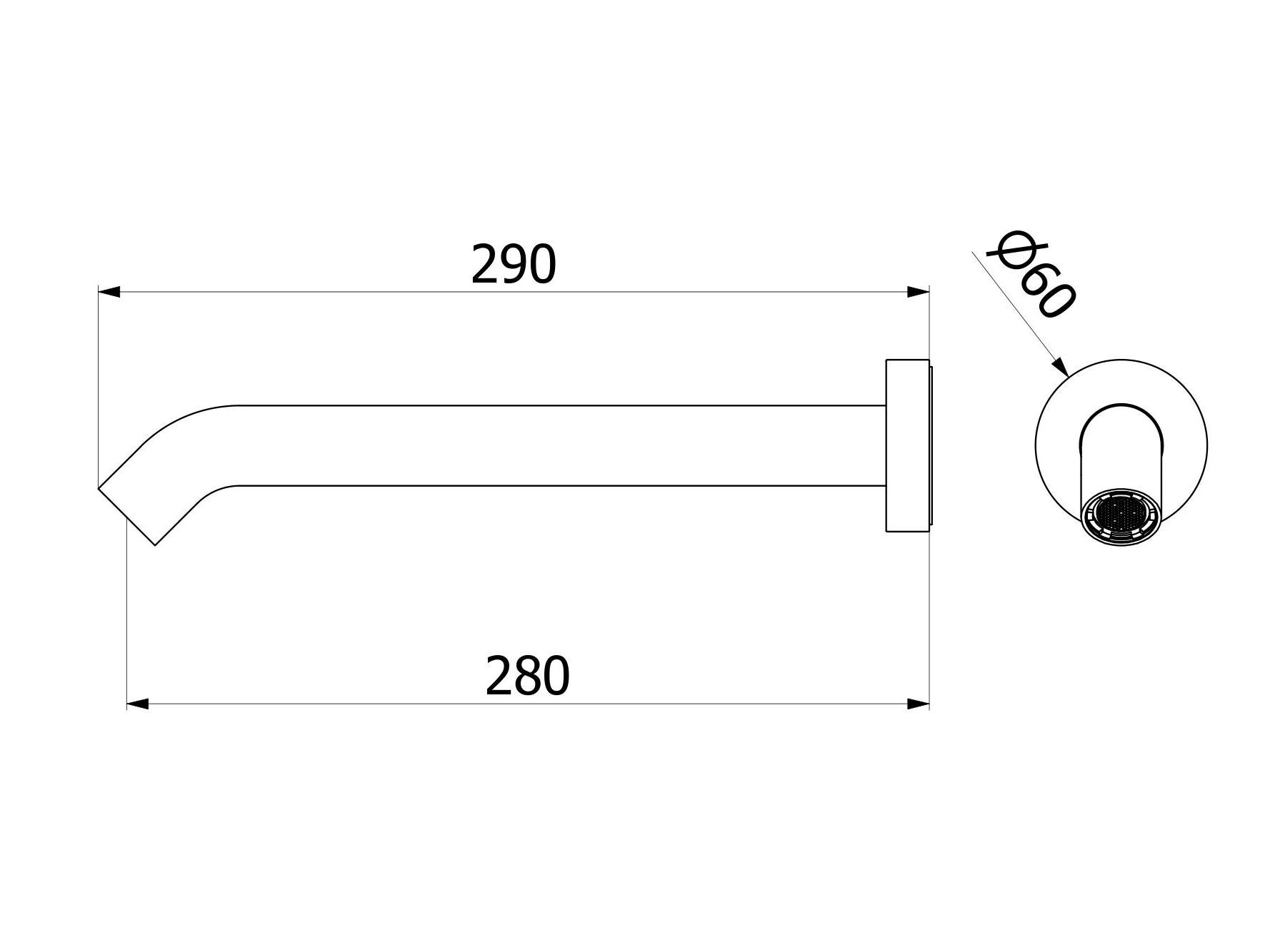 Настенный стальной длинный дозирующий носик для ванны IB Тотем ARCH-00037098 - Вид №2