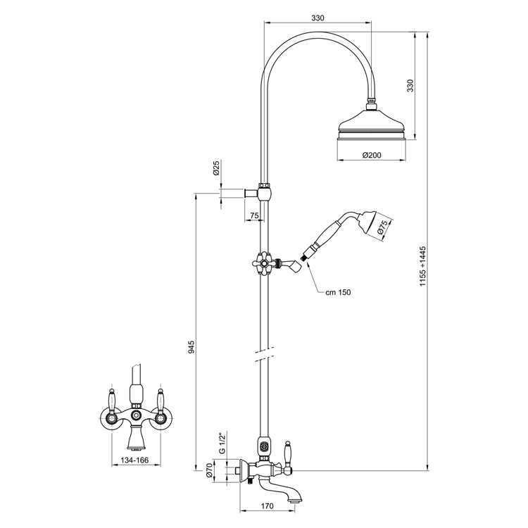DO721208015 Душевая система Webert Dorian - Вид №1