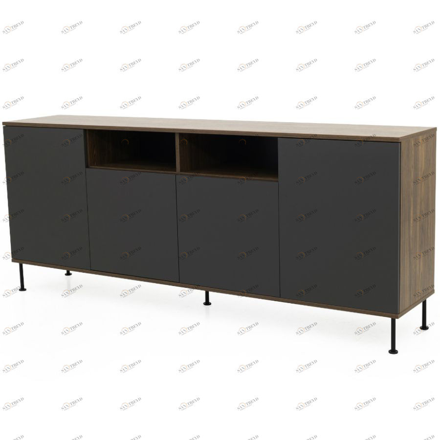 Сервант Tenzo Daxx, меламин/металл, 90х217х43 см, серо-коричневый 7176334