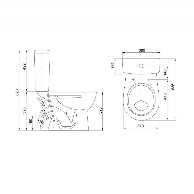 1.P400.8.S00.00B.F Компакт унитаз с бачком Белый SANTERI  Россия  - Вид №1