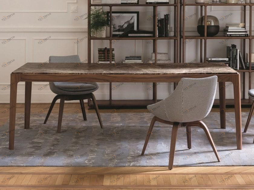 Porada Прямоугольный стол из орехового дерева и мраморной столешницей Iron sun-id-1352375