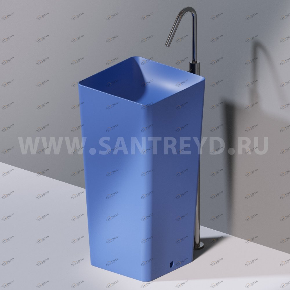 L506T0R0VT140 Раковина напольная ELITE SQUARE 420х420х870 мм без отверстия под смеситель Голубой матовый AeT ITALIA