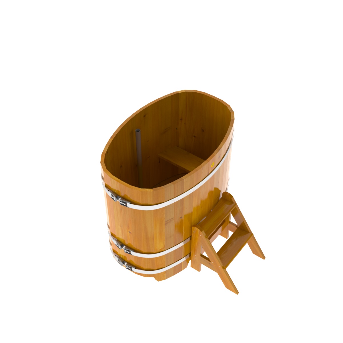 2258 Купель овальная из лиственницы Рустик 0,76х1,16х1,1 натуральная Alyarus  - Вид №2