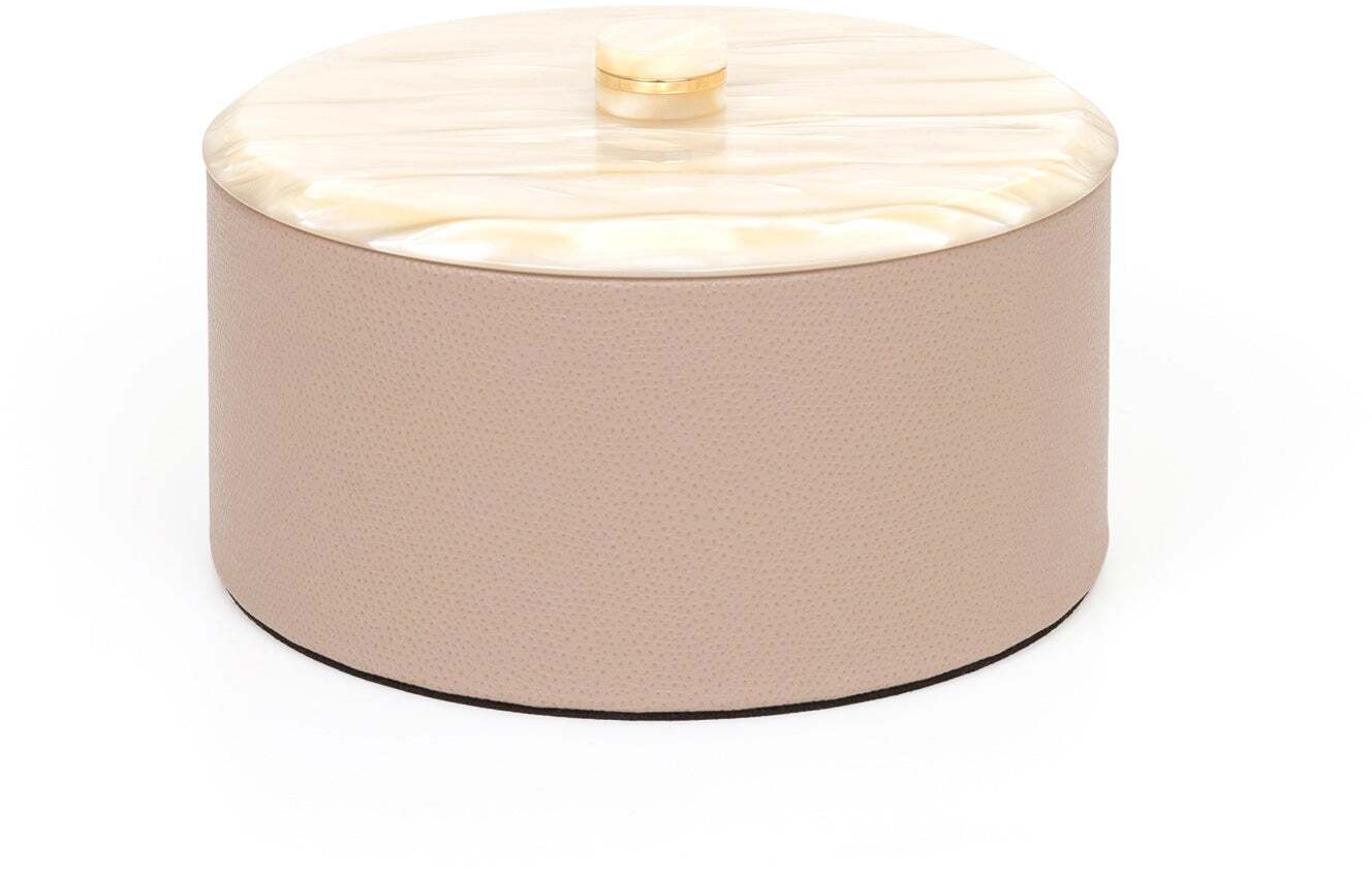 Круглая коробка Kelly - Ø 17XH8 см / нубук-кожа_серо-коричневый