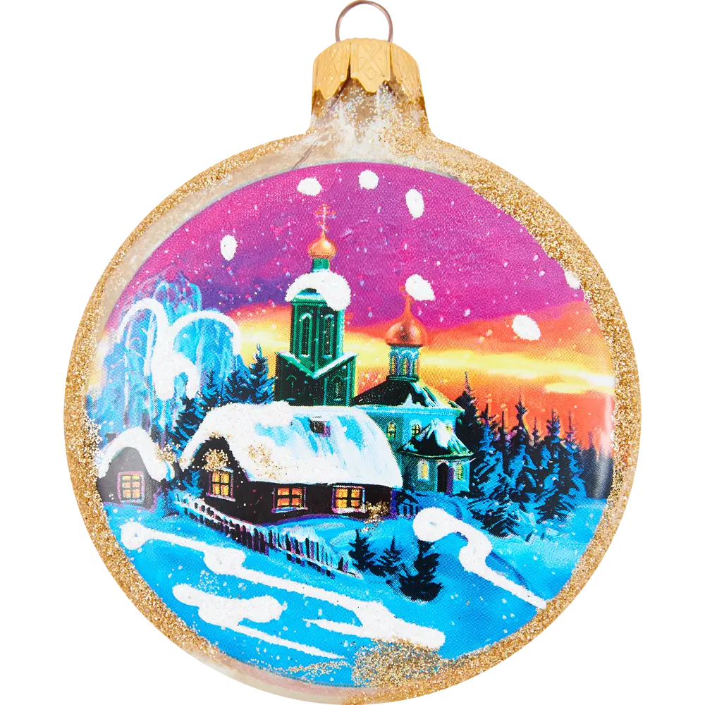 85178236 Елочное украшение Медальон Куранти и снегири КУ-80-224232 Коломеев 10x9 см STLM-0953831 Santreyd  - Вид №1