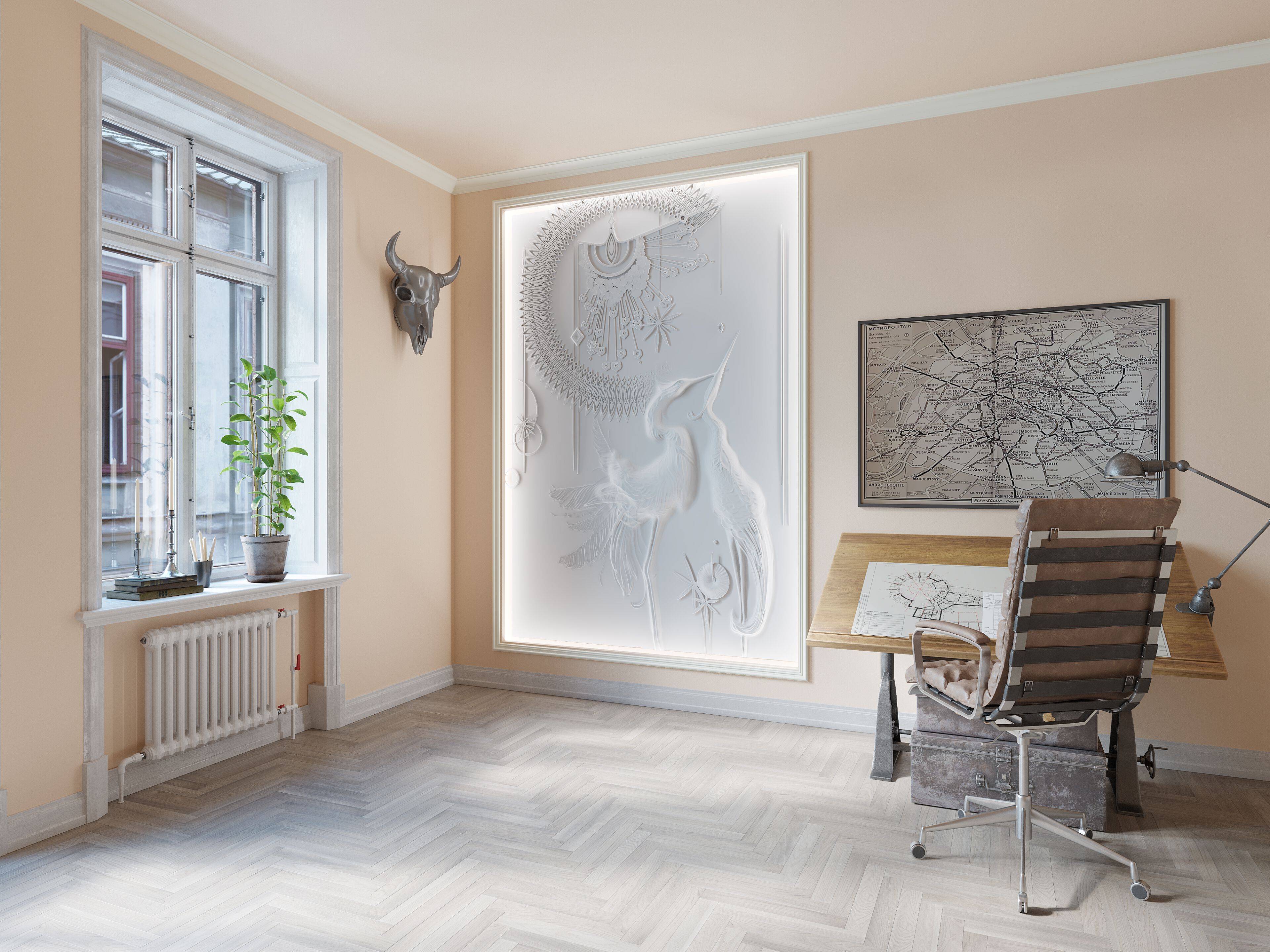 Трехмерная декоративная гипсовая панель WallDeco SPIRIT ARCH-00071657