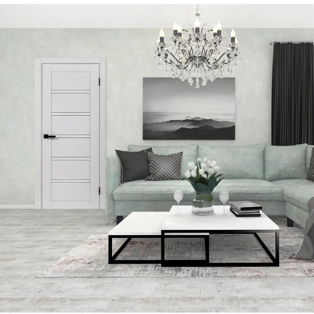 Комплект двери Легда-28 со стеклом 80x200 см полипропилен цвет серое дерево с добором 100 мм PORTIKA STLM-2041057 - Вид №1