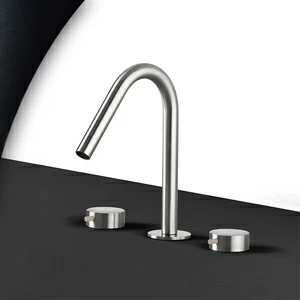 Смеситель для раковины сталь матовая с бежевой ручкой Toki Radomonte TKI23SCIL38