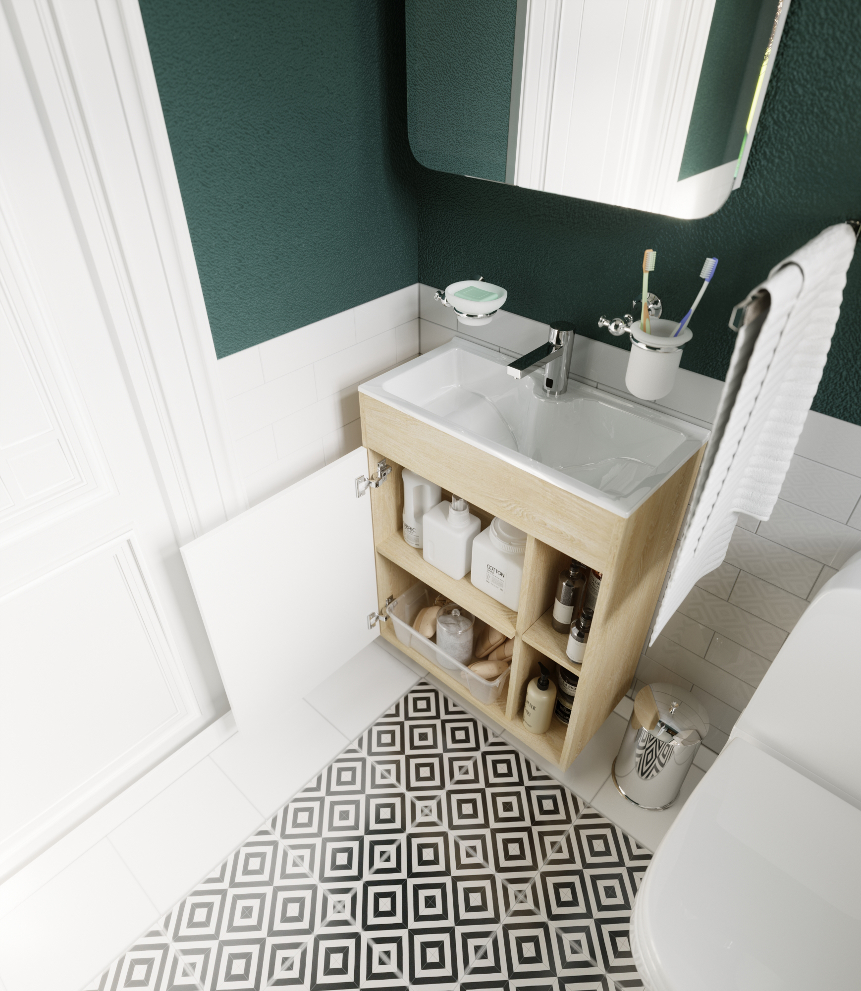 У75338 Тумба с раковиной Lido 60П 1д. Дуб Сонома 1 Marka LIDO - Вид №1