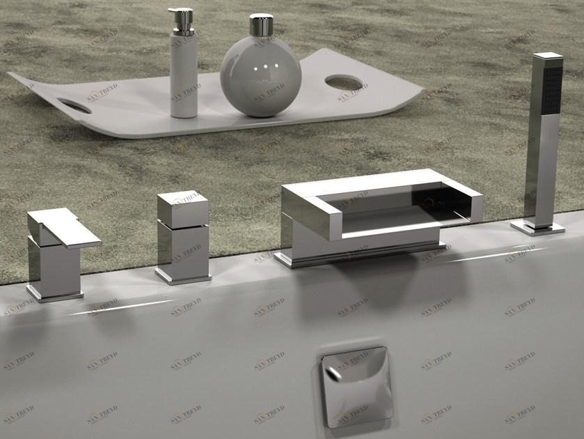 Remer Rubinetterie Комплект для ванны с ручным душем на 4 отверстия Qubika cascata Qc06