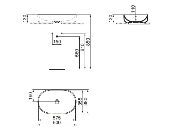 Керамическая столешница овальная раковина Ideal Standard I. life O ARCH-00011419 - Вид №1