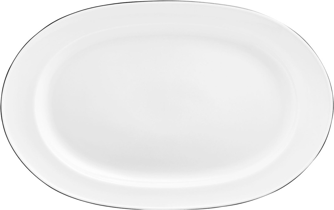 10642829 Furstenberg Блюдо овальное Furstenberg "Вагенфельд" 39см (с чёрным кантом) Фарфор 