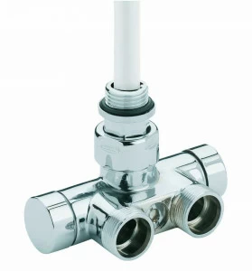 Carlo Poletti V87100J Клапан термостатический одно/двухтрубный с by-pass и держателем, центральное подсоединение. Версия прямая с подключением медной или пластиковой трубы. Межосевое расстояние 40 мм.